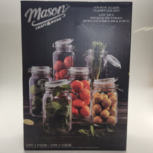Load image into Gallery viewer, Mason 6pc Large Glass Clamp Jar Set
