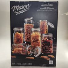 Load image into Gallery viewer, Mason 6pc Large Glass Clamp Jar Set