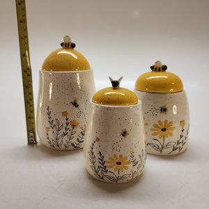 Ceramic Bee & Floral Canister Set 3pc