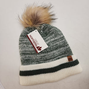 Great Northern Unisex Lined Green Pom Toque