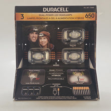 Load image into Gallery viewer, Duracell Dual-Power LED Headlamps 3pk
