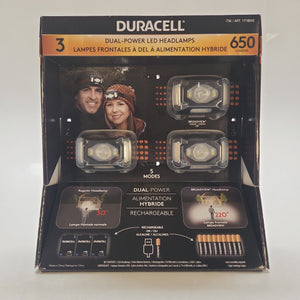 Duracell Dual-Power LED Headlamps 3pk