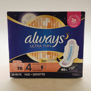 Always Ultra Thin Overnight 76pk