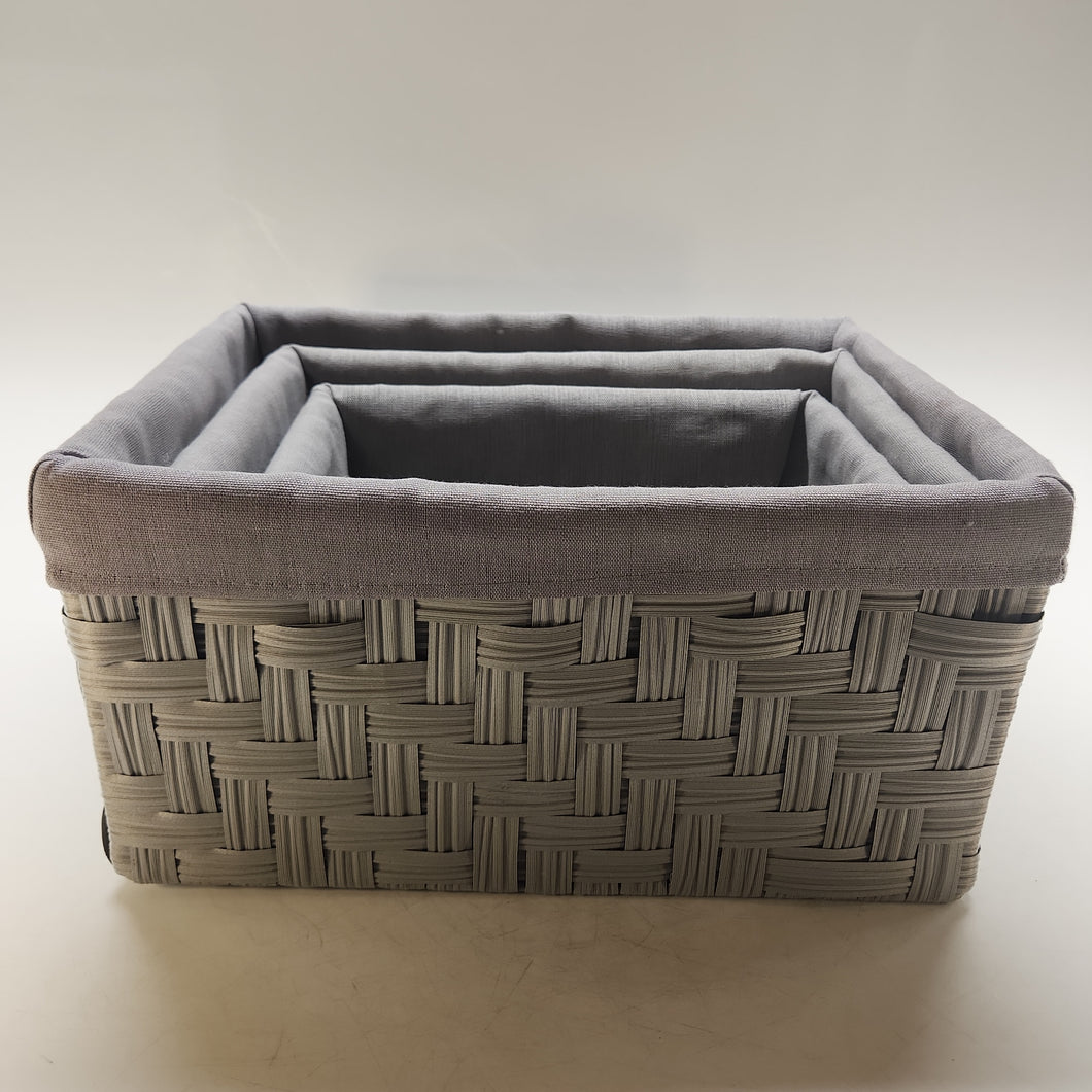 3pc Faux Wicker Basket Set