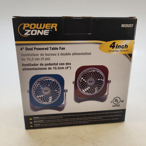 Power Zone 4" Dual Powered Table Fan