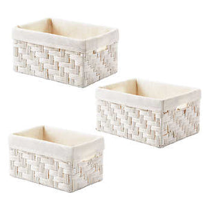 3pc Faux Wicker Basket Set