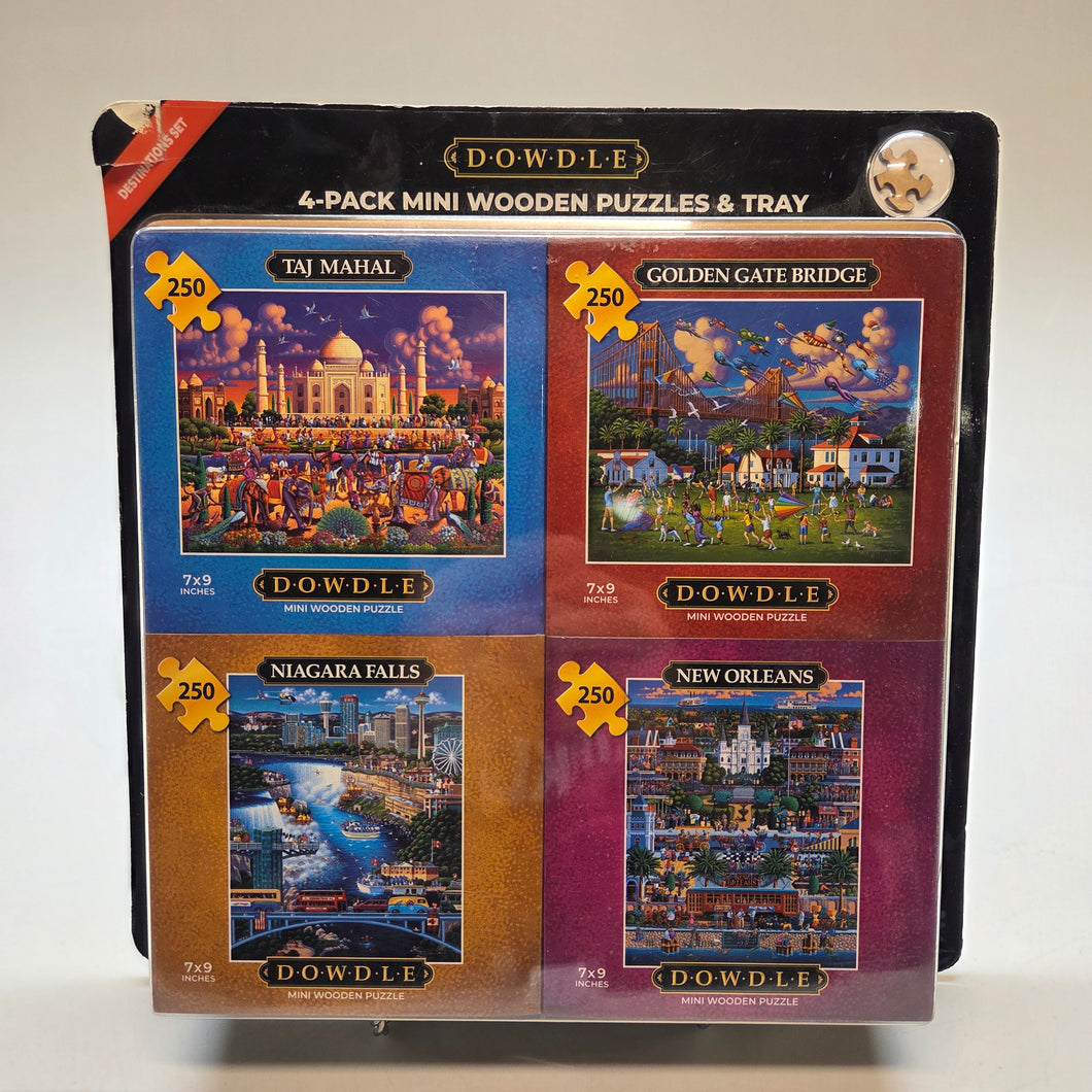 D•O•W•D•L•E Mini Wooden Puzzles 4pk