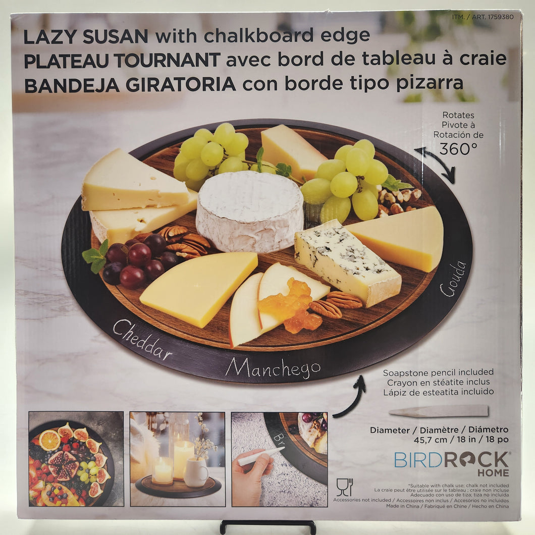 BirdRock Lazy Susan w/ Chalkboard Edge