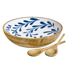 Load image into Gallery viewer, Tula 3pc Enamelled Mango Wood Serving Bowl &amp; Utensils
